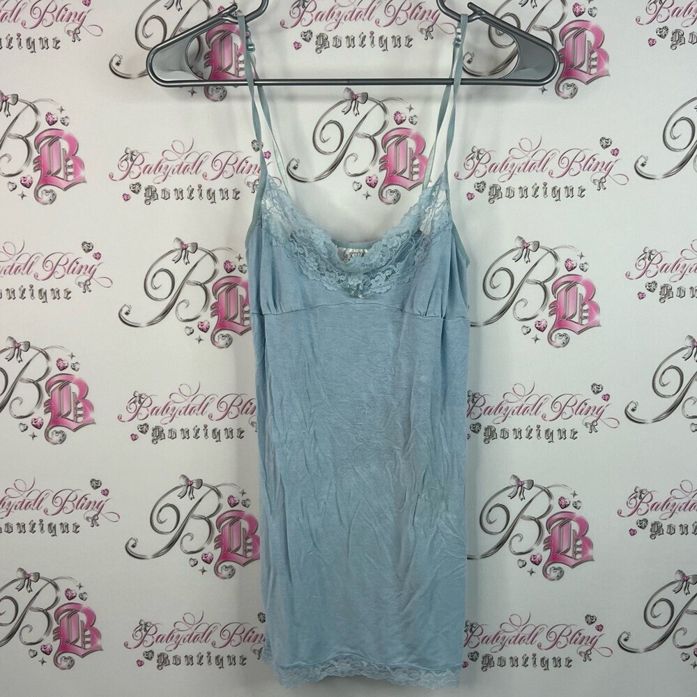 La SENZA lace tank top Lacie floral y2k Light Blue Lace Chemise